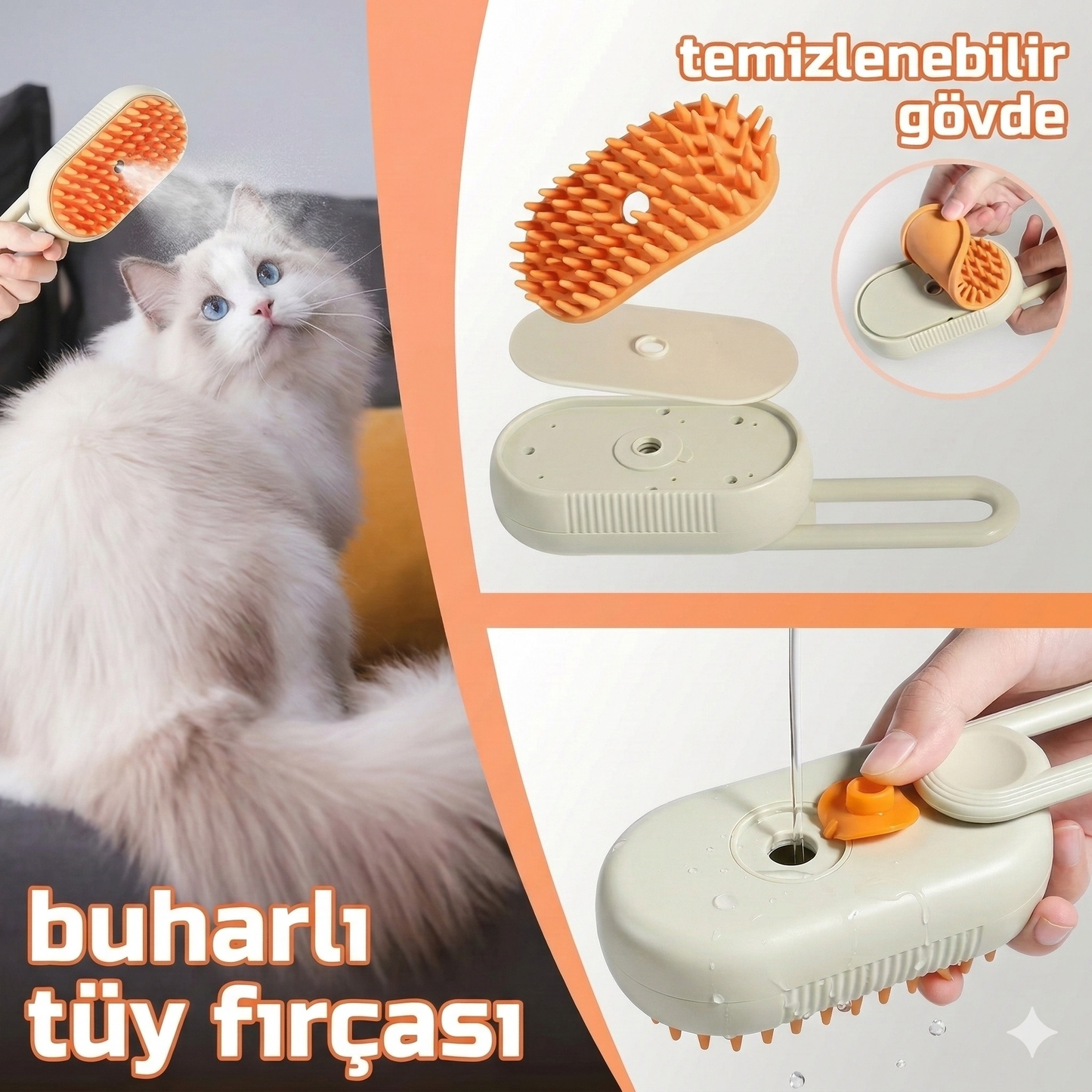 PatiBuhar Buharlı Kedi Fırçası