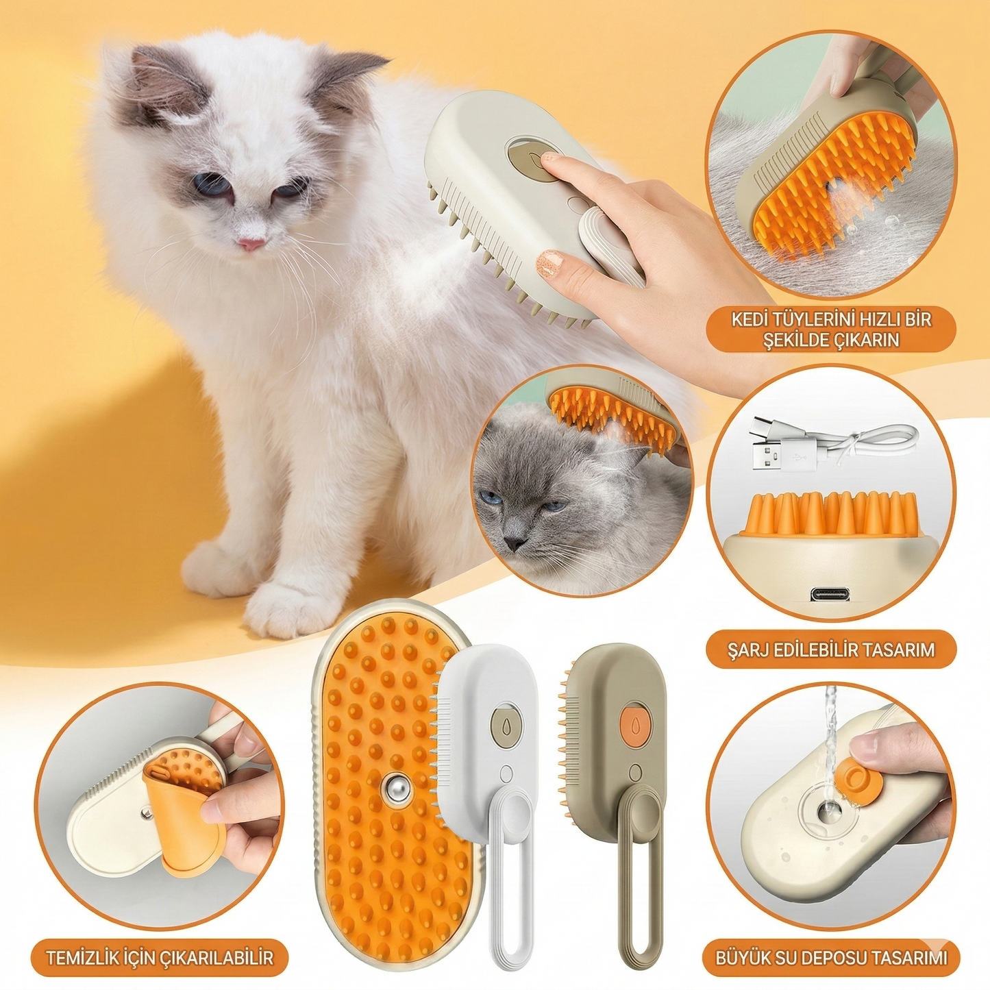 PatiBuhar Buharlı Kedi Fırçası